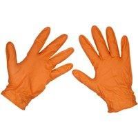 Sealey SSP56L Orange Diamond Grip Nitrile Powder Free Gloves Large 50pk