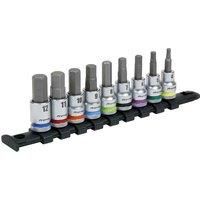 Sealey Drive Hex Socket Bit Set 9pc - Platinum 3/8"Sq AK6250