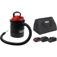 Sealey CP20VAVKIT, 20V SV20 Series 15L Handheld Ash Vacuum Cleaner Kit-2 Batteries, Black/Red