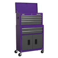 Sealey Topchest & Rollcab Combination 6 Drawer with Ball-Bearing Slides - Purple/Grey - AP2200BBCP