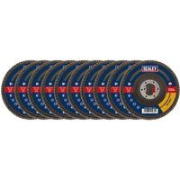 Sealey 120Grit Flap Discs Aluminium Oxide Ø115mm Ø22mm Bore - Pack of 10