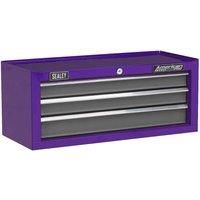 Sealey AP22309BBCP Purple/Grey Mid-Box Toolbox 3 Drawer with Ball Bearing Slides