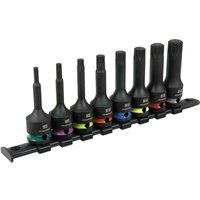 Sealey Spline Impact Socket Bit Set 8pc 1/2"Sq Drive Chrome Molybdenum Steel