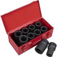 Sealey Ak689 Impact Socket Set 10Pc Deep 1Sq Drive Metric/Imperial
