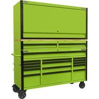Sealey 15 Drawer 1549mm Mobile Trolley with Wooden Worktop and Hutch and 2 Drawer Riser