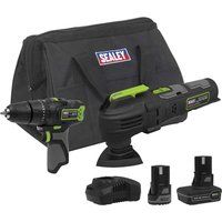 STP23 Sealey CP108VCOMBO5 2 x 10.8V SV10.8 Series Combi Drill & Multi-Tool Kit