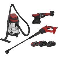 Sealey CP20V 20v Cordless 3 Piece Car Valeting Power Tool Kit 1 x 2ah & 1 x 4ah Li-ion Charger No Case