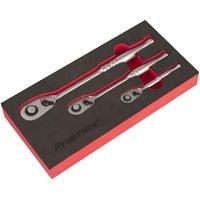 Sealey Premier Platinum 3pc Ratchet Wrench Set - Flip Reverse, EVA Foam Storage Tray - AK7933