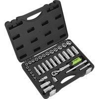 Siegen 34 Piece 3/8" Drive Socket Set with Extendable Ratchet 3/8"