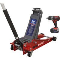 2.2 Tonne Trolley Jack & 18V Cordless Impact Wrench - Red