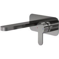 Nuie Arvan 2-Hole Wall Mounted Basin Mixer Tap with Plate - Brushed Gun Metal