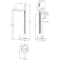 Nuie Arvan Freestanding Bath Shower Mixer Tap & Shower Kit - Brushed Gun Metal