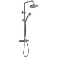 Nuie Round Thermostatic Bar Valve & Shower Kit - Brushed Gun Metal