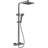 Nuie Square Thermostatic Bar Valve & Shower Kit - Brushed Gun Metal