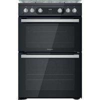 Hotpoint HDM67G0C2CB 60cm Gas Cooker in Black Twin Cavity Oven Gas Hob