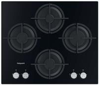 Hotpoint HGS61SBK 60cm 4 Burner Gas Hob on Black Glass Wok Burner