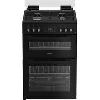 Hotpoint Htg6Gdcb1 60Cm Gas Twin Cooker With Glass Lid - Black