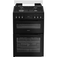 Hotpoint Hdg6Gdcb1 60Cm Gas Double Cooker With Glass Lid - Black