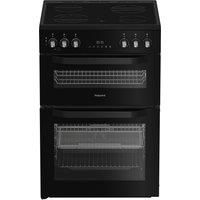 Hotpoint HTE6VDCB 60cm Twin Cavity Electric Cooker in Black Ceramic Ho