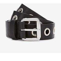 Mint Velvet Eyelet Leather Belt - Black