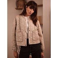 Mint Velvet Beige Washed Quilted Jacket