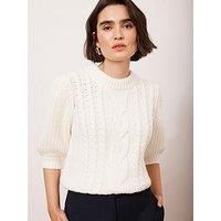 Mint Velvet Cream Bobble Stitch Cardigan - Beige