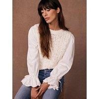 Mint Velvet Ivory Embellished Mix Jumper - Cream