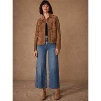Mint Velvet Indigo Culotte Crop Wide Jean - Blue