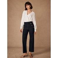 Mint Velvet Dark Indigo Tailored Crop Wide - Navy
