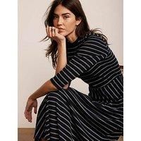 Mint Velvet Navy Stripe Jersey Midi Dress - Blue