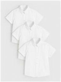 3 Pack TU Boys School Shirt Top White Uniform Short Sleeve Shirts Size 14 Years