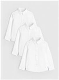 3 Pack White Long Sleeve School Shirts 14 years