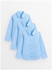 3 Pack Blue Long Sleeve School Shirts 8 years