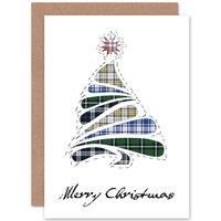 Wee Blue Coo CARD CHRISTMAS XMAS MERRY TARTAN DESIGN TREE SCOTTISH GIFT