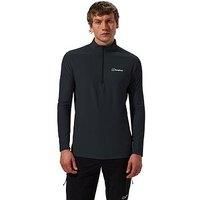 Berghaus Men's 24/7 Half Zip Long Sleeve Tech T-Shirt, Jet Black, M
