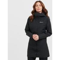 Berghaus Women/'s Omeara Long Length Waterproof Shell Jacket, Durable, Breathable Rain Coat, Black, 18