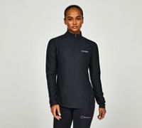 Berghaus Women's 24/7 Half Zip Long Sleeve Tech Baselayer T-Shirt, Jet Black, 16