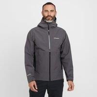 Berghaus Men/'s Bramblfell Gore-Tex Waterproof Breathable Interactive Jacket, Grey Pinstripe/Jet Black, 2XL