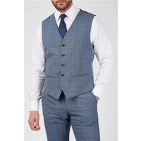 Scott by The Label Tailored Fit Light Blue Sharkskin Waistcoat