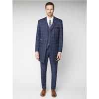 Antique Rogue Navy & Blue Tweed Checked Overcoat