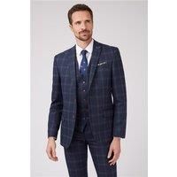 Antique Rogue Slim Fit Navy Tweed with Blue Overcheck Men's Suit Jacket
