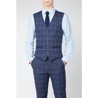 Antique Rogue Slim Fit Navy Tweed with Blue Overcheck Waistcoat