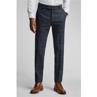 Antique Rogue Slim Fit Dax Navy Blue Teal Herringbone Men's Trousers by Suit Direct