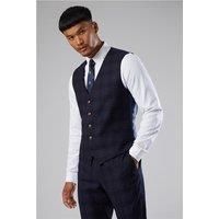 Antique Rogue Slim Fit Ryder Navy Blue Check Waistcoat