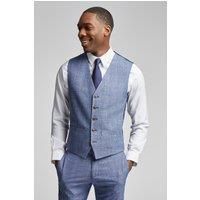 Antique Rogue Slim Fit Blue Raspberry Check Waistcoat by Suit Direct