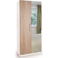 Euston Mirrored Double Wardrobe White/Natural
