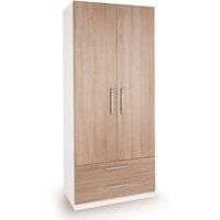 Euston 2 Drawer Double Wardrobe White/Natural