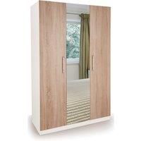 Euston Triple Wardrobe, White & Mirrored