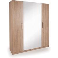 Holborn 4 Door Mirror Wardrobe Natural