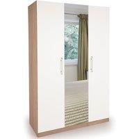 Hyde Mirrored Triple Wardrobe White/Natural